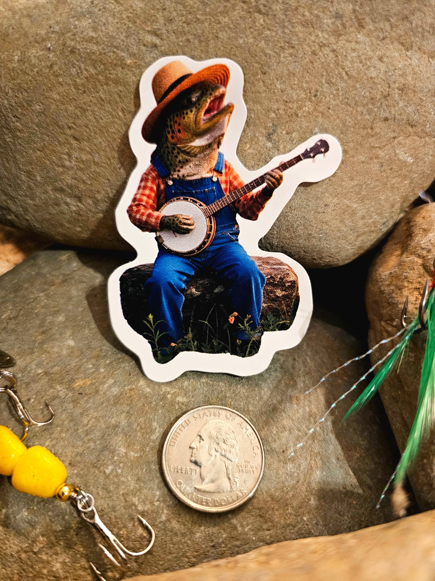 RRLC Banjo trout die cut sticker
