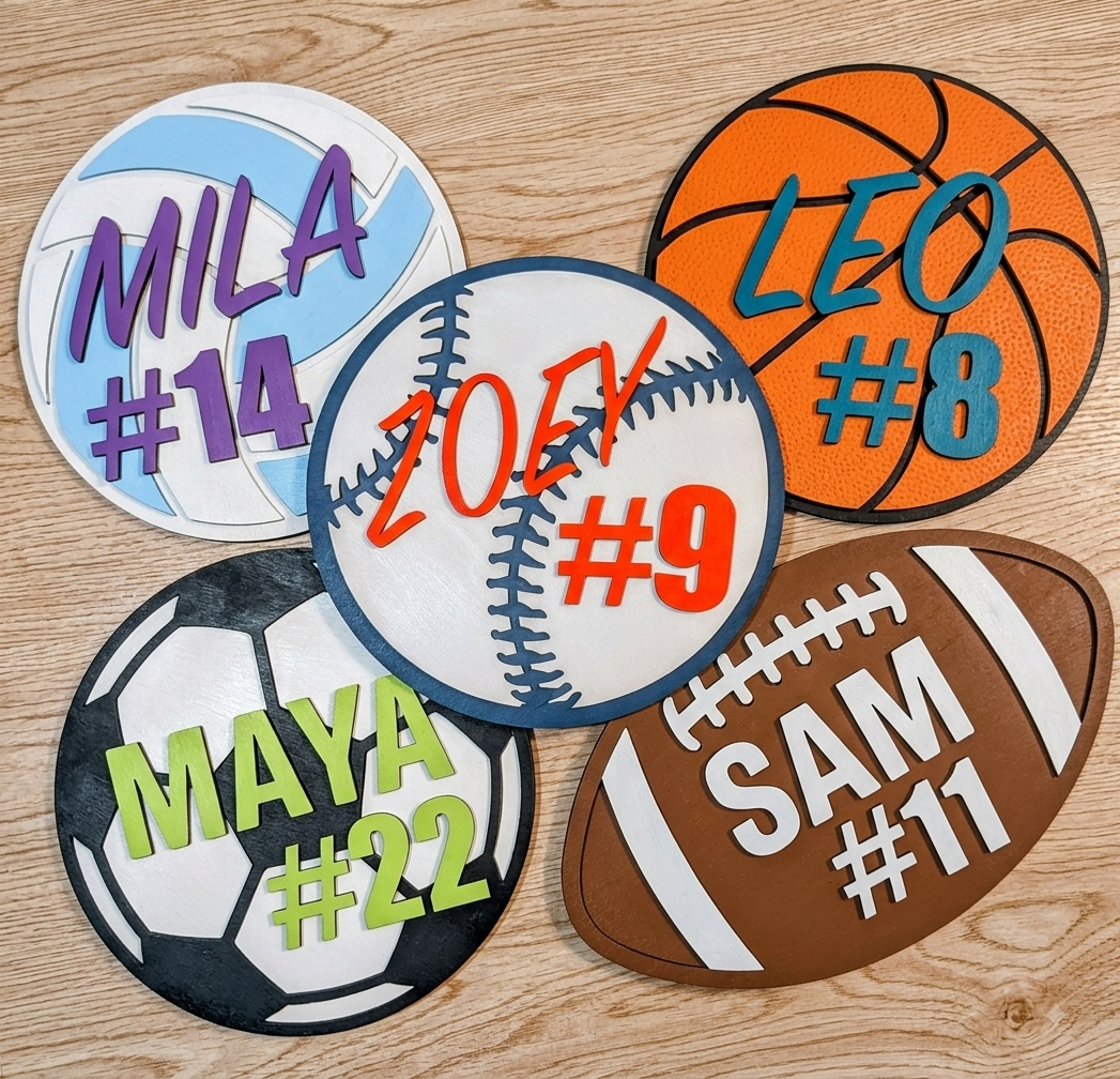 Custom wood sports sign 11"