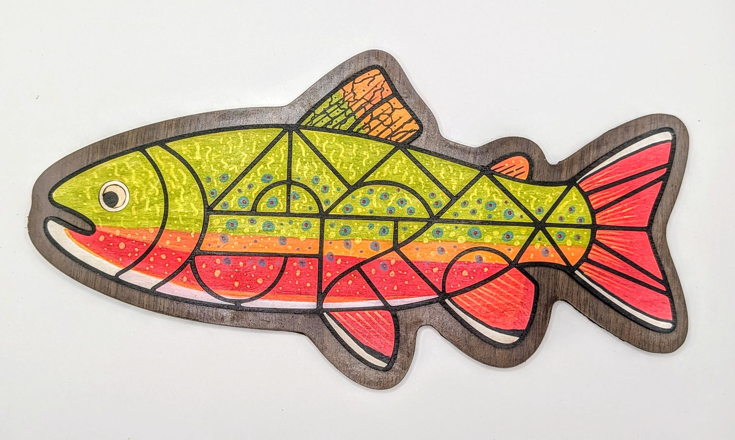 Wood - Stained glass style trout art