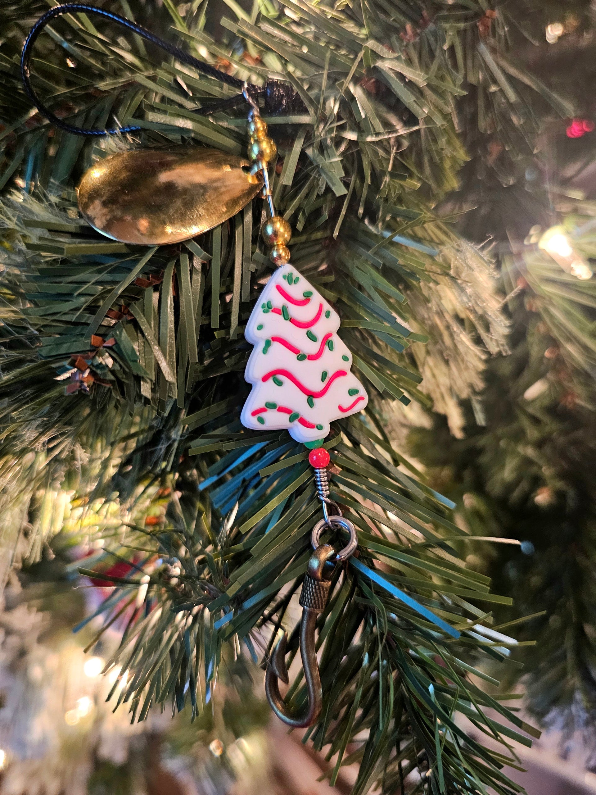 Christmas fishing spinner ornament