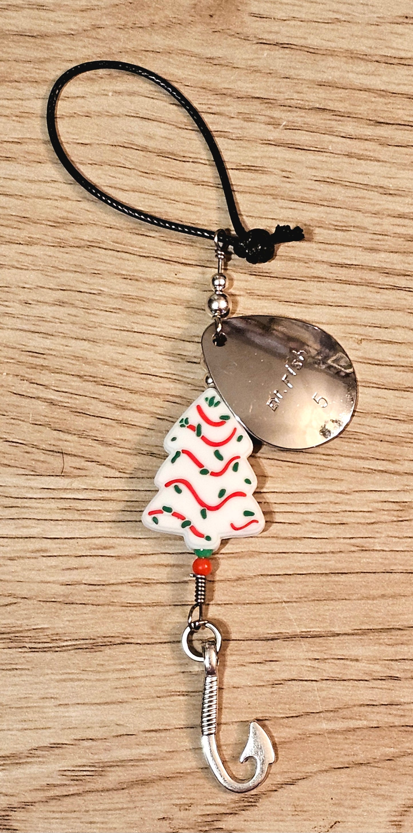 Christmas fishing spinner ornament