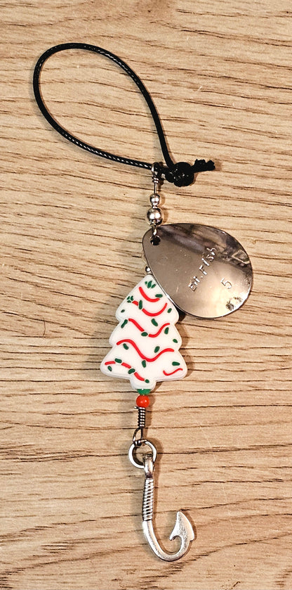 Christmas fishing spinner ornament